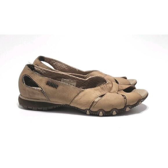 SKECHERS 46458 Brown Leather Casual Peep Toe Women's Size US 9 Comfort Shoes - Picture 3 of 7